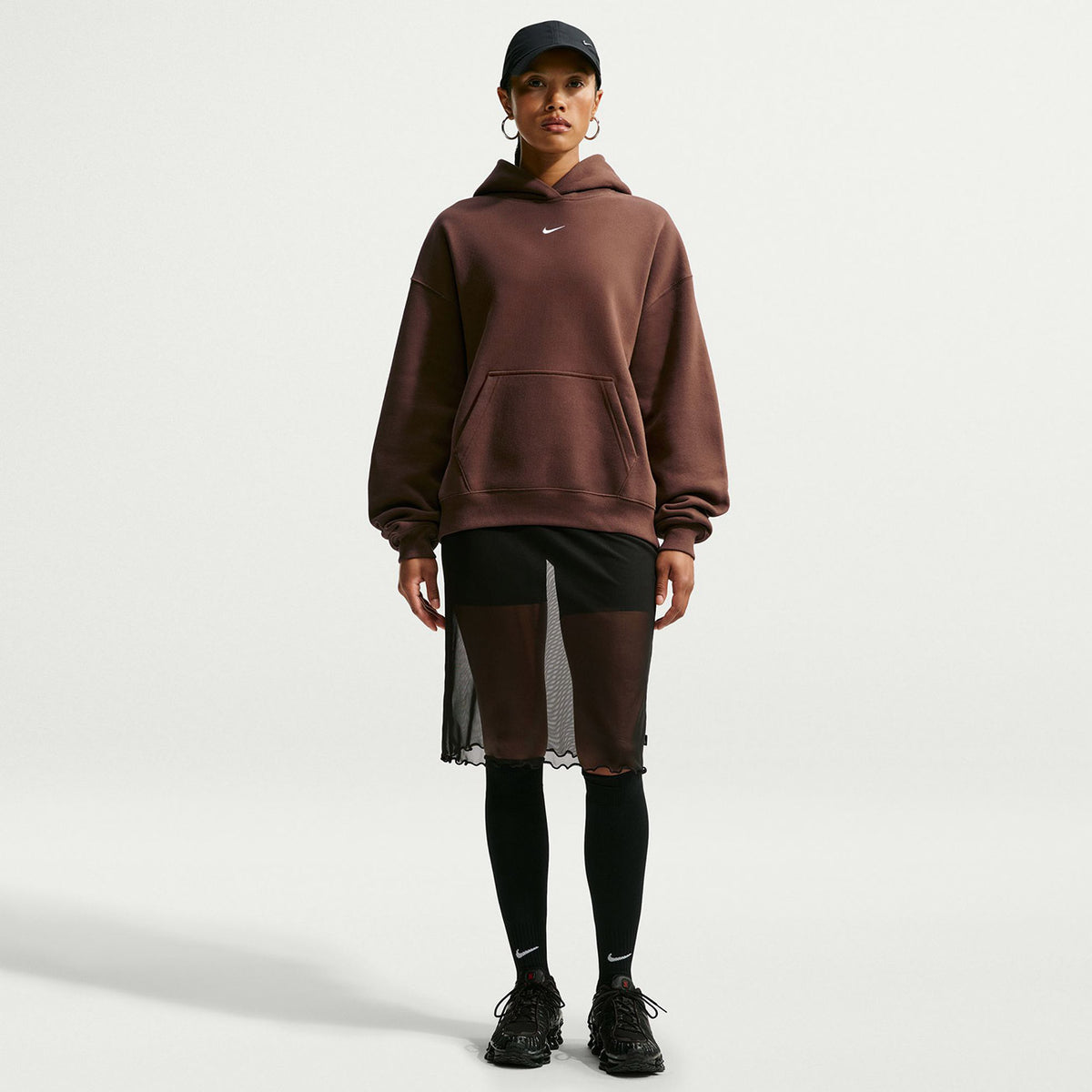 FELPA DONNA NIKE STUDIO FLEECE OVERSIZED– MARRONE