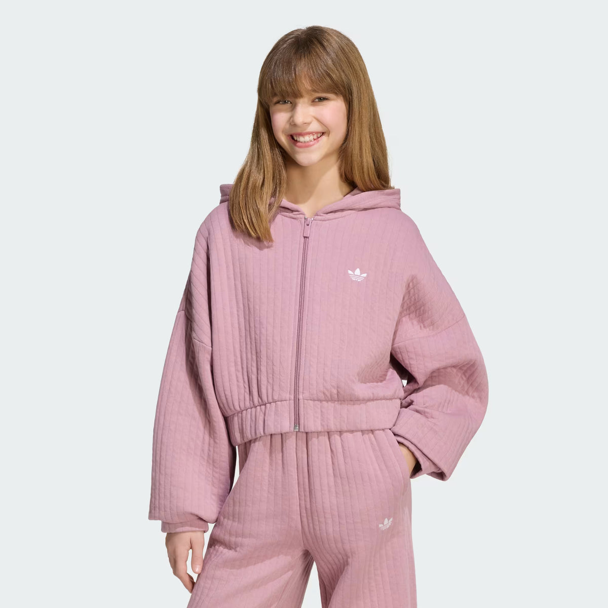 FELPA CON ZIP BAMBINA ADIDAS PADDED RIB – VIOLA