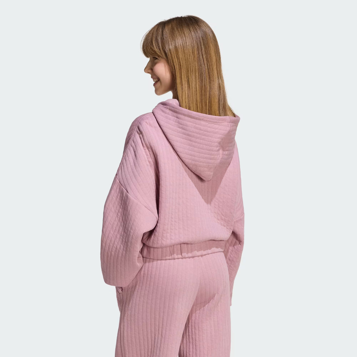 FELPA CON ZIP BAMBINA ADIDAS PADDED RIB – VIOLA - foto 2