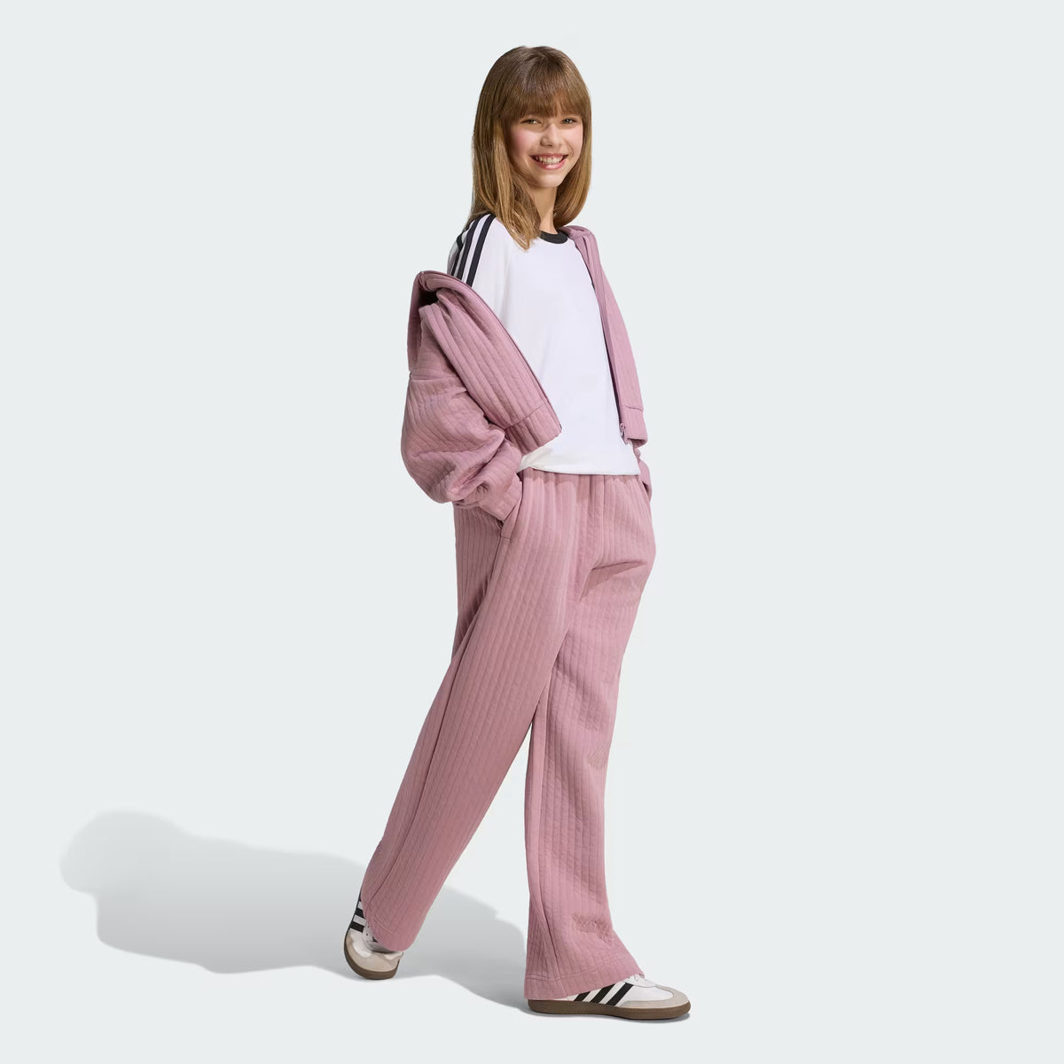 FELPA CON ZIP BAMBINA ADIDAS PADDED RIB – VIOLA - foto 3
