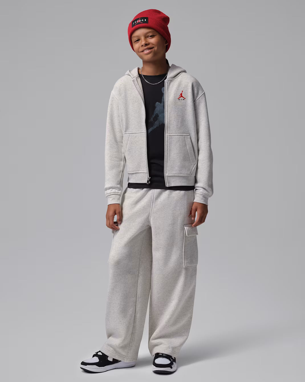 FELPA RAGAZZO JORDAN BROOKLYN FRENCH TERRY FULL ZIP – GRIGIO - foto 2