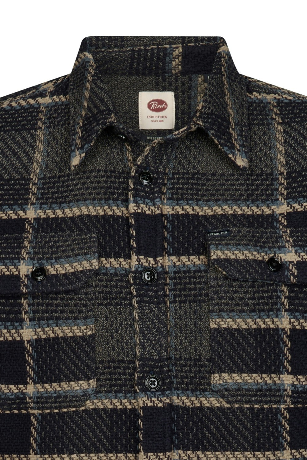 CAMICIA A QUADRI UOMO IN COTONE PETROL INDUSTRIES REGULAR FIT