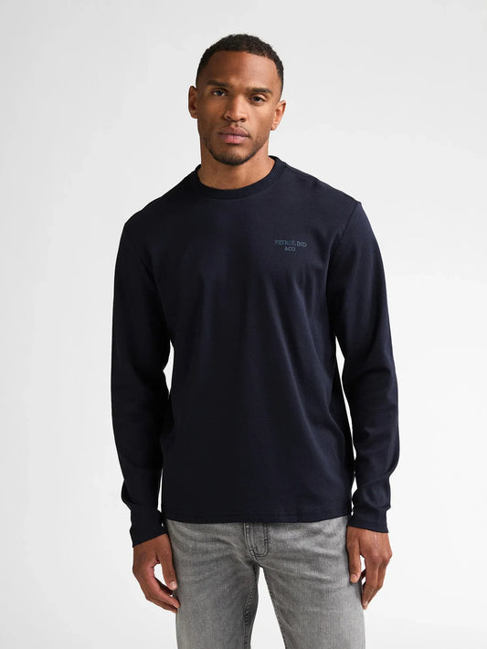 MAGLIA A MANICHE LUNGHE UOMO IN COTONE PETROL INDUSTRIES – REGULAR FIT ROYAL NAVY