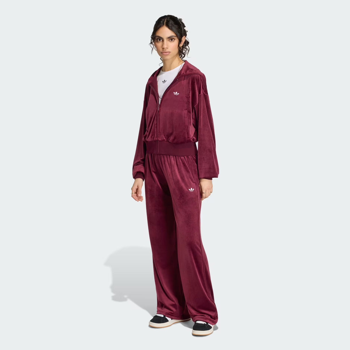 GIACCA CON ZIP DONNA ADIDAS ESSENTIALS VELOUR – BORDEAUX - foto 3