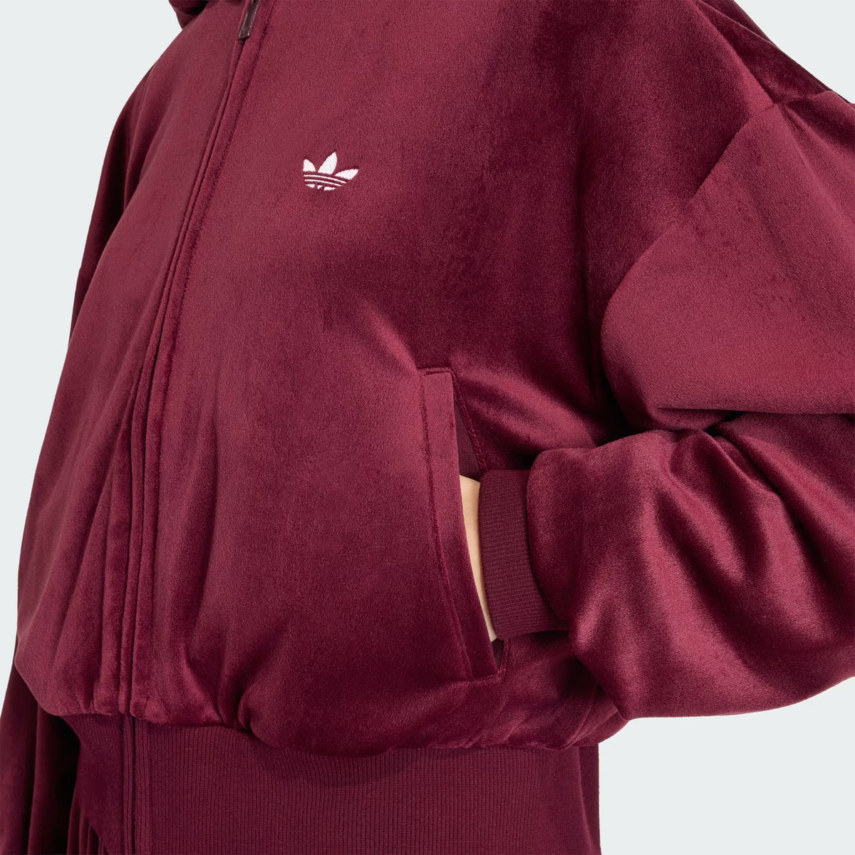 GIACCA CON ZIP DONNA ADIDAS ESSENTIALS VELOUR – BORDEAUX - foto 6