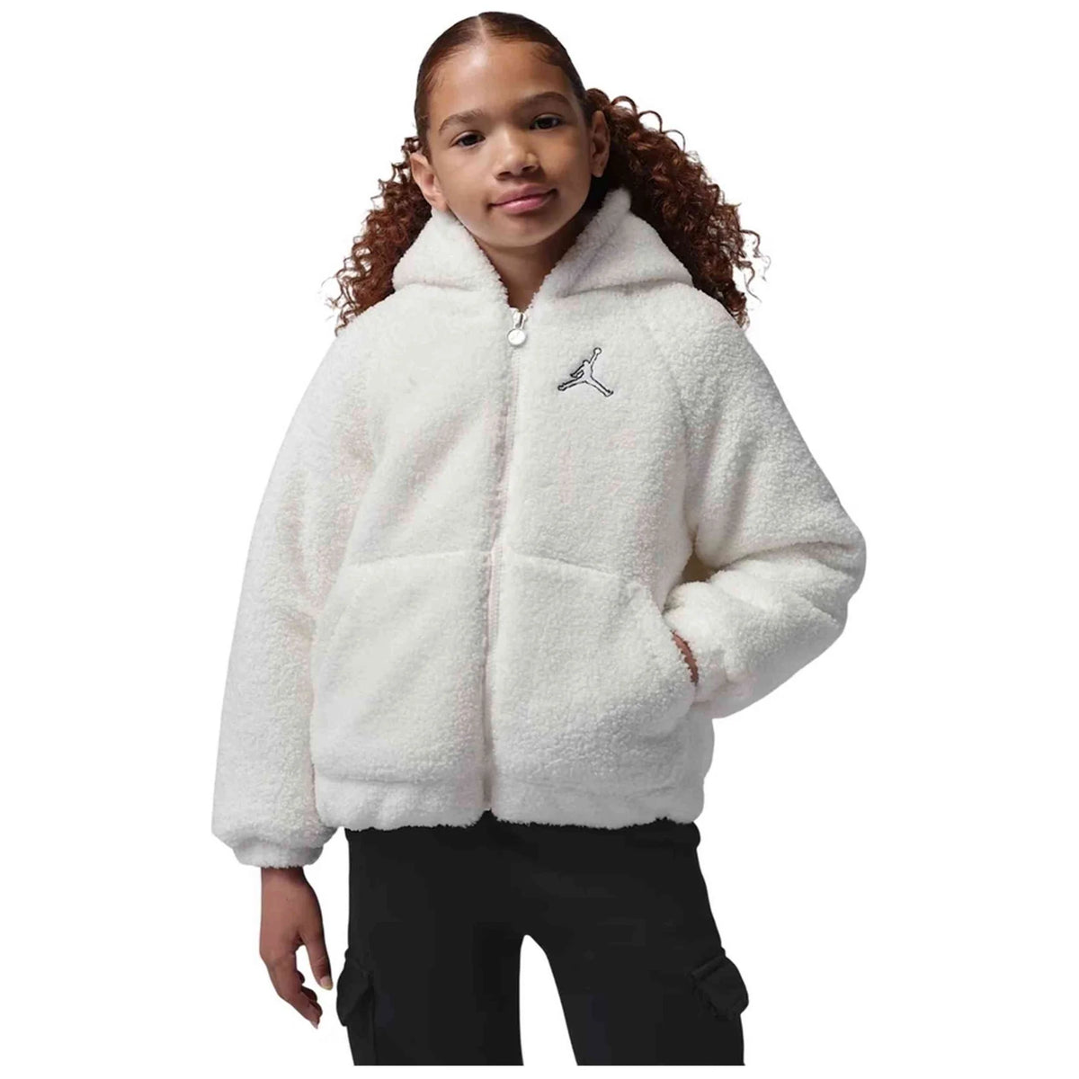 GIACCA IN SHERPA RAGAZZA JORDAN CON CAPPUCCIO – BIANCO