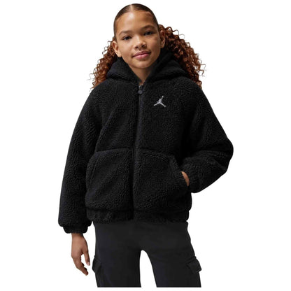 GIACCA IN SHERPA RAGAZZA JORDAN CON CAPPUCCIO – NERO