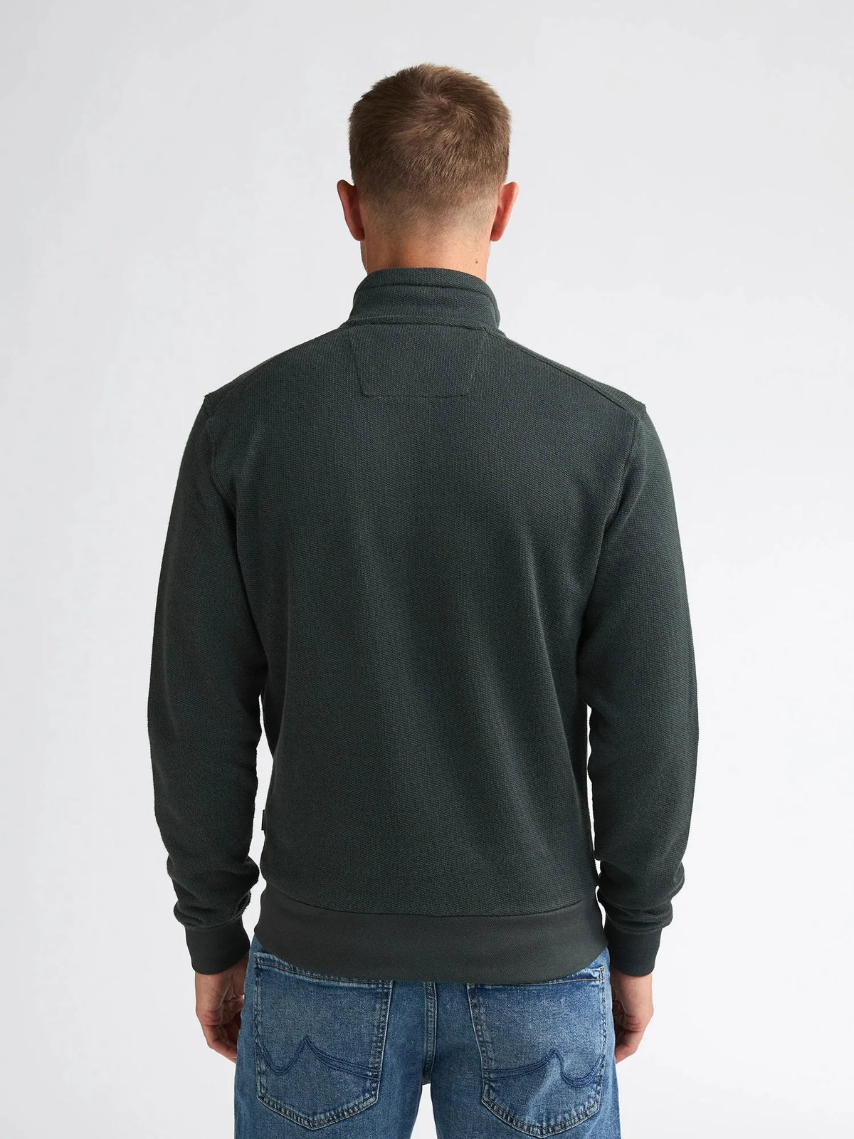 FELPA UOMO CON ZIP INTERA E COLLO ALTO IN COTONE BIOLOGICO PETROL INDUSTRIES – DEEP GREEN