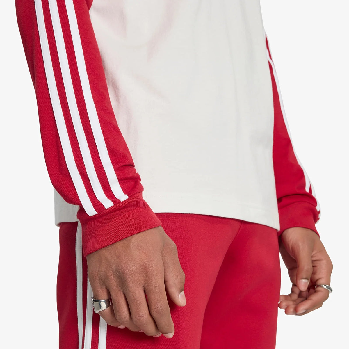 MAGLIA UOMO ADIDAS ORIGINALS 3-STRIPES MANICA LUNGA – BIANCO ROSSO