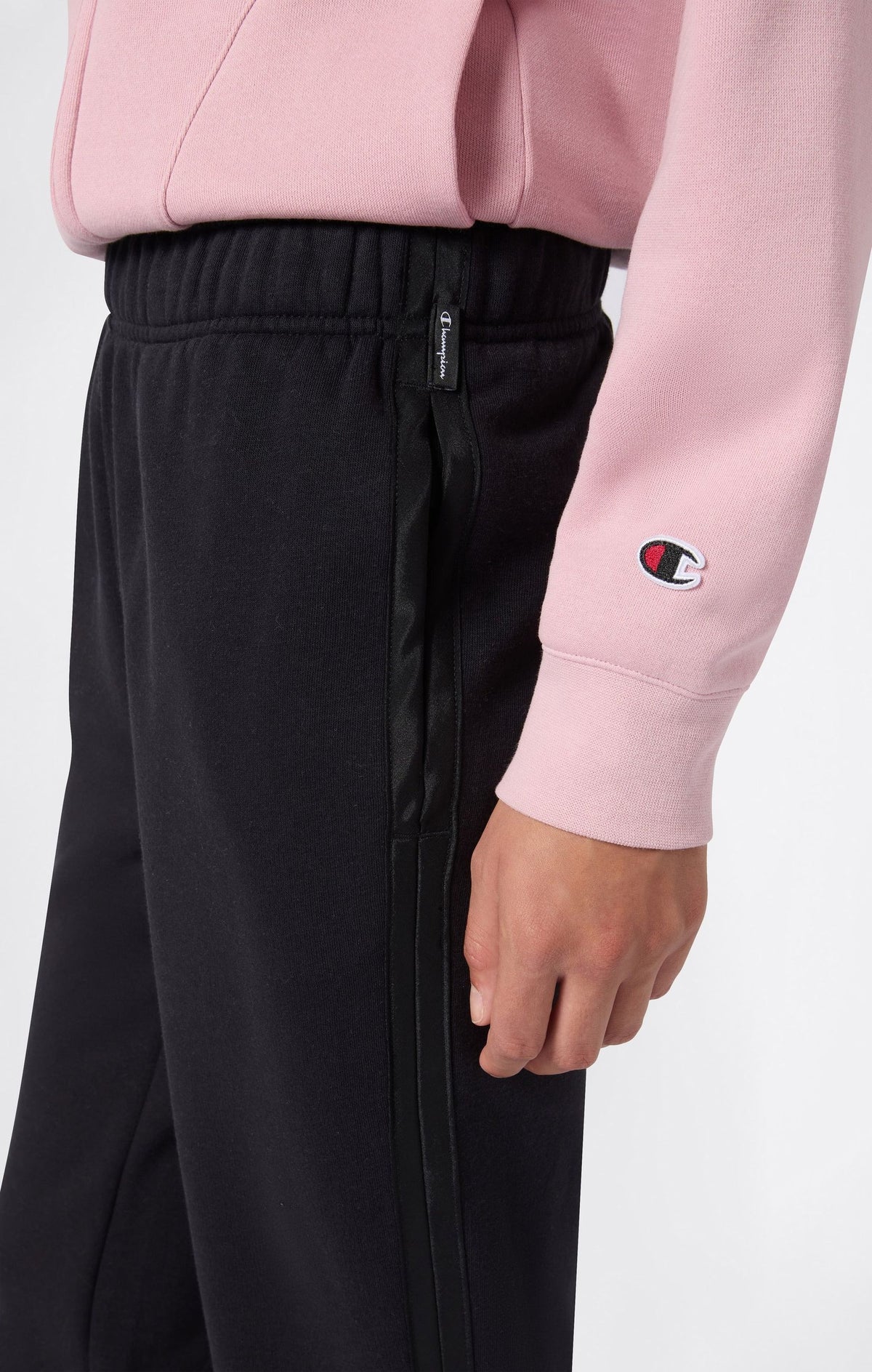 TUTA DONNA CHAMPION COLLO ALTO FELPATA – ROSA/NERO