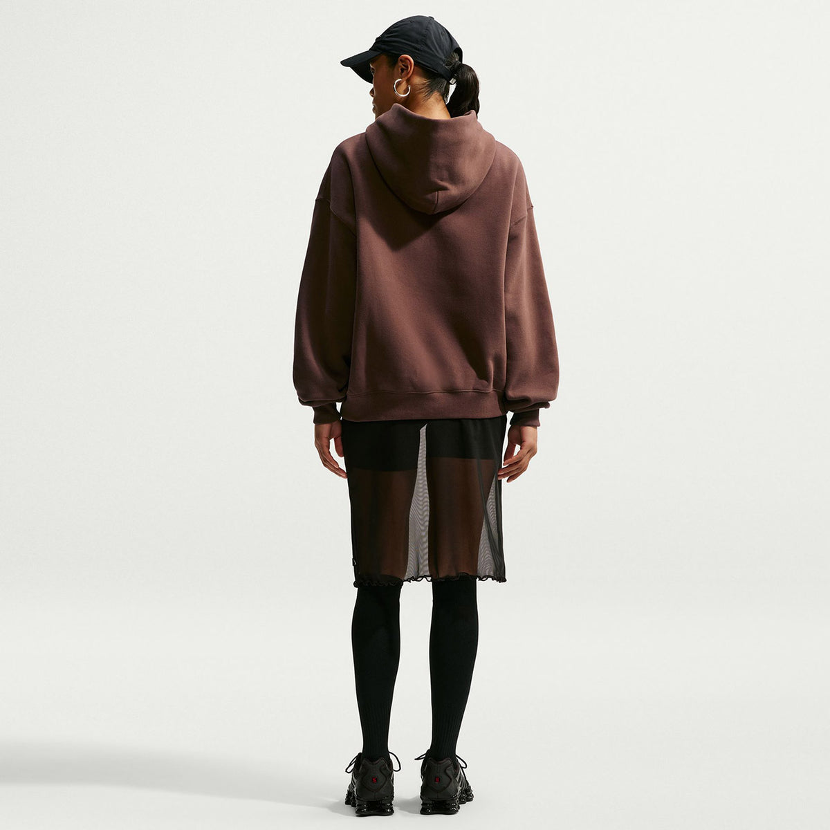 FELPA DONNA NIKE STUDIO FLEECE OVERSIZED– MARRONE
