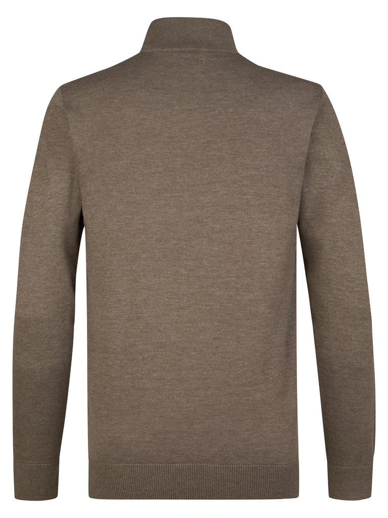 MAGLIONCINO UOMO MEZZA ZIP IN COTONE PETROL INDUSTRIES – NOCCIOLA