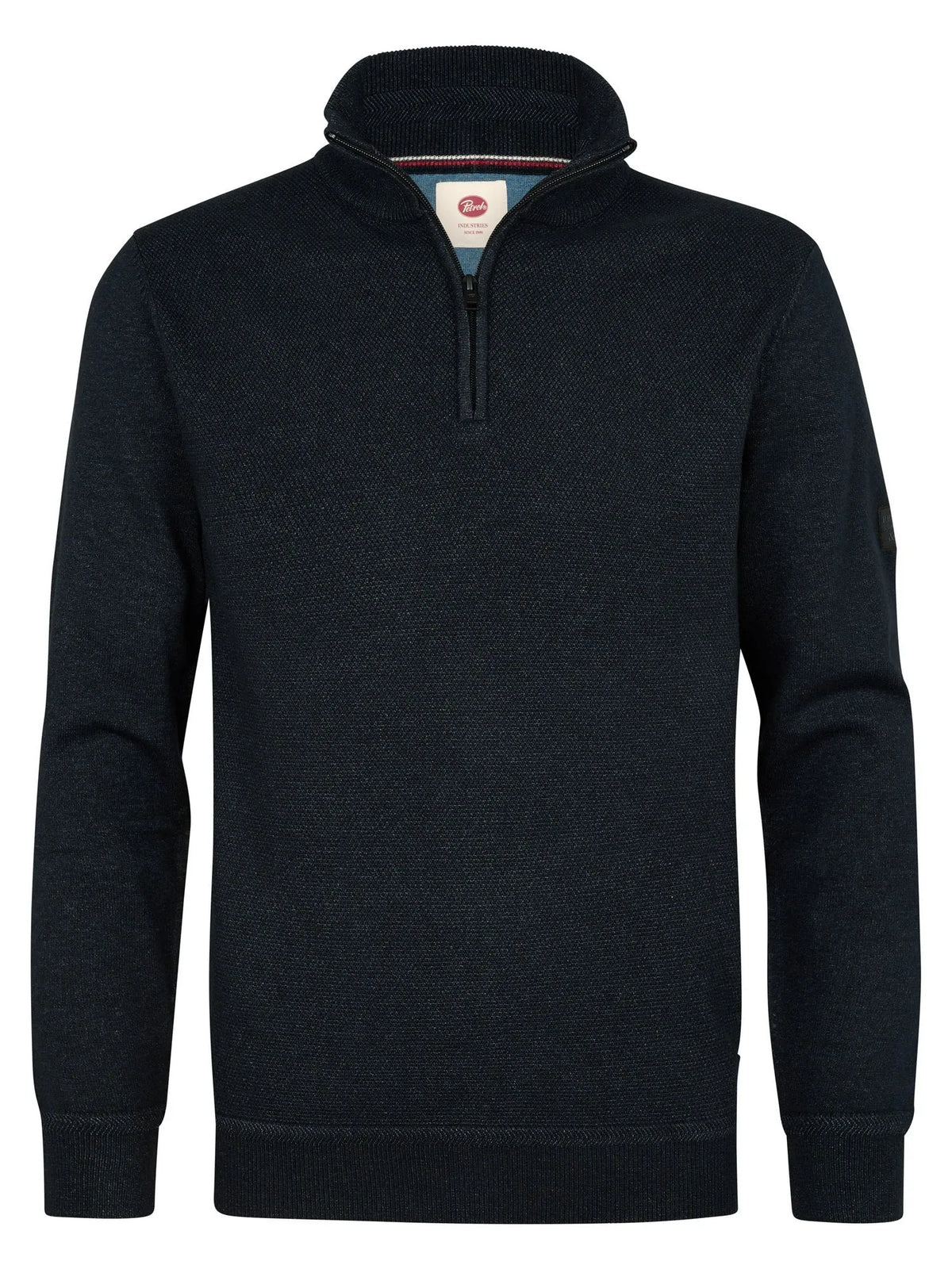MAGLIONE UOMO MEZZA ZIP IN MAGLIA MORBIDA PETROL INDUSTRIES – REGULAR FIT CON COLLO ALTO E TASCHE