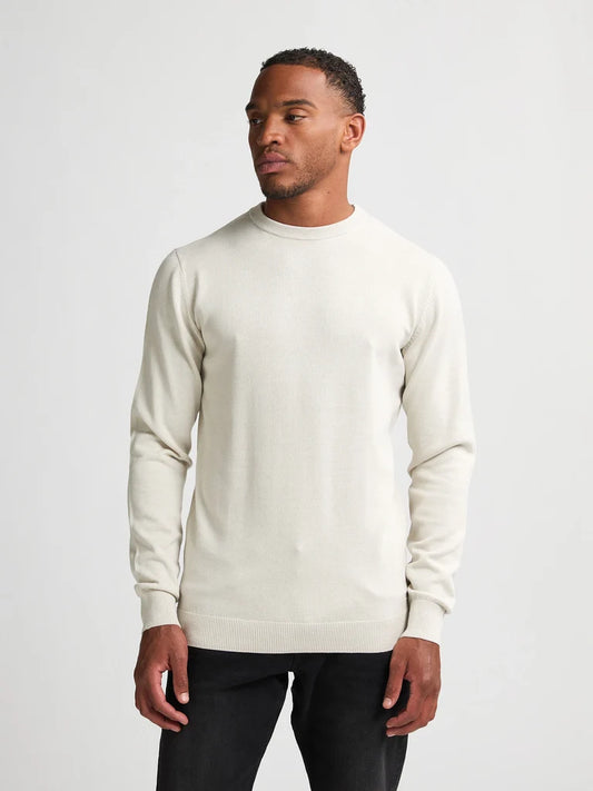 MAGLIONE UOMO GIROCOLLO IN MAGLIA FINE ANTIQUE WHITE MELEE PETROL INDUSTRIES – REGULAR FIT