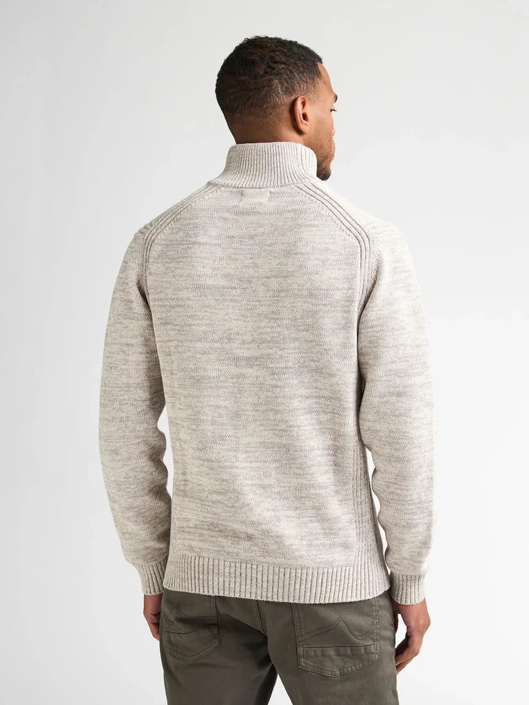 MAGLIONE UOMO IN COTONE PETROL INDUSTRIES CON BOTTONI E ZIP – BIANCO ANTICO