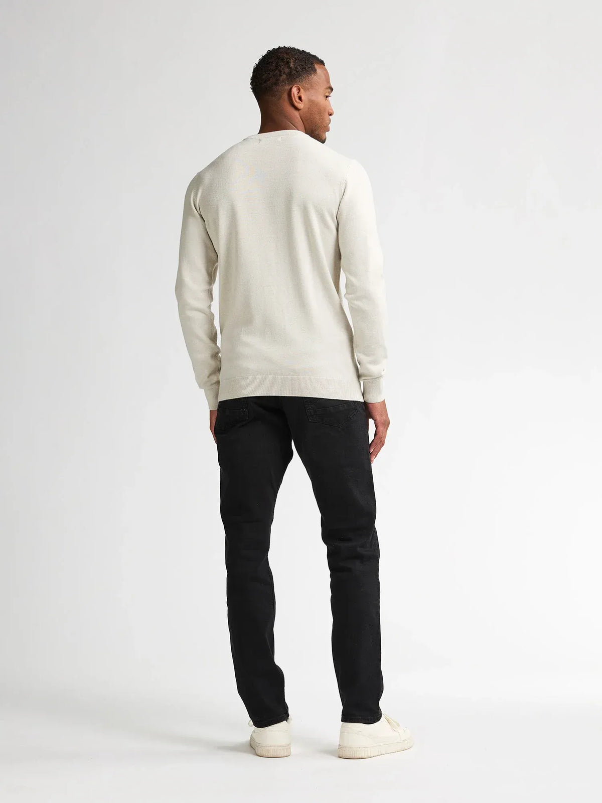 MAGLIONE UOMO GIROCOLLO IN MAGLIA FINE ANTIQUE WHITE MELEE PETROL INDUSTRIES – REGULAR FIT