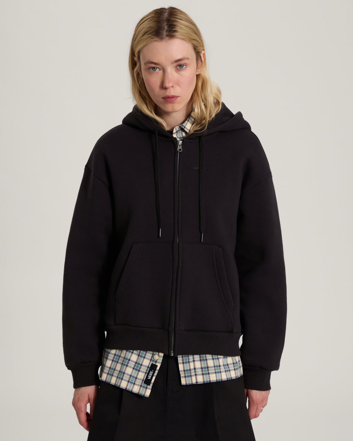 FELPA DONNA VANS SALTON CON CAPPUCCIO E ZIP – NERO