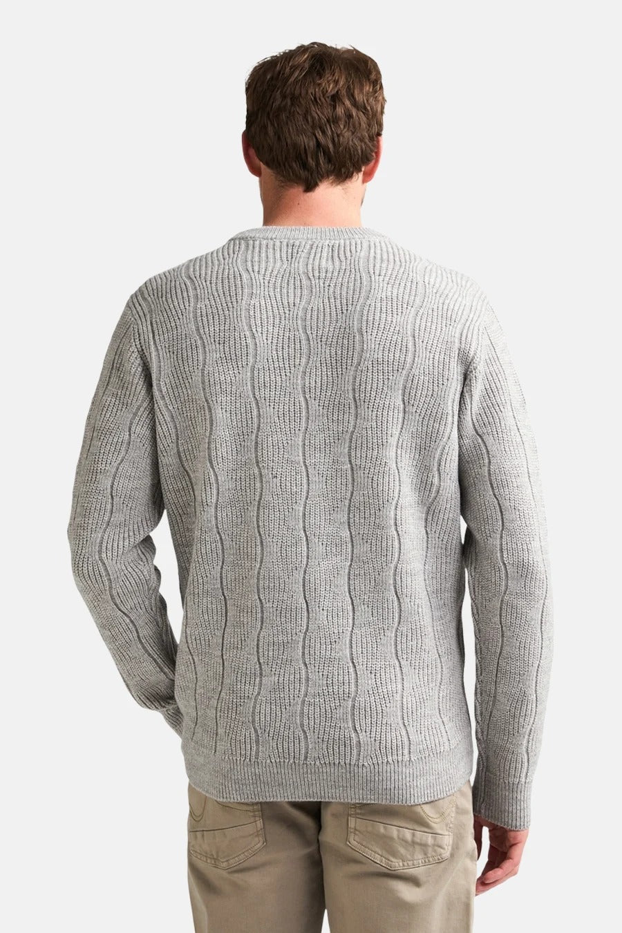 MAGLIONE UOMO GIROCOLLO IN MAGLIA PETROL INDUSTRIES BASIC – LIGHT GREY MELEE