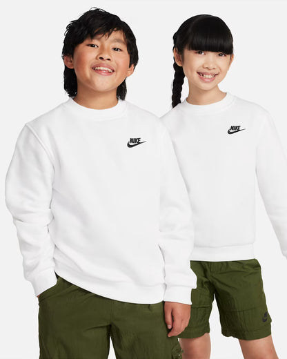 FELPA RAGAZZO NIKE CLUB FLEECE GIROCOLLO – BIANCO