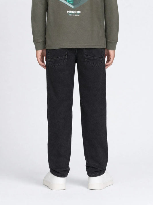 JEANS RAGAZZO PETROL INDUSTRIES LENOX LOOSE FIT IN DENIM COMFORT STRETCH – BLACK FADED / NERO
