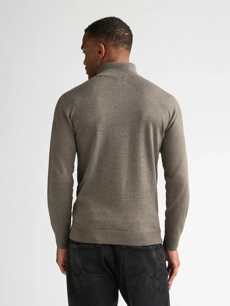 MAGLIONCINO UOMO MEZZA ZIP IN COTONE PETROL INDUSTRIES – NOCCIOLA