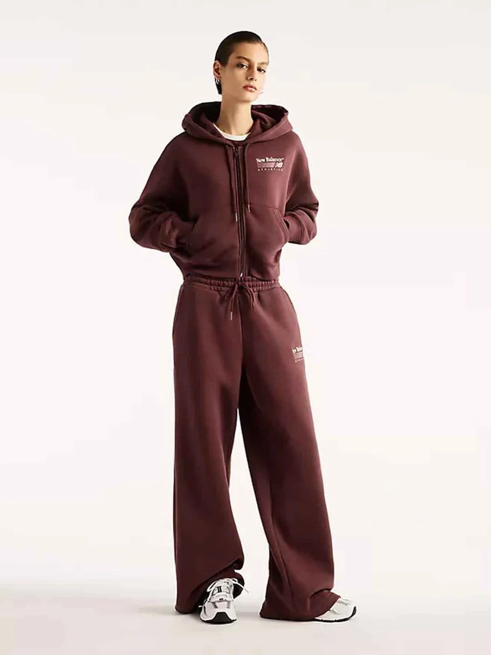 FELPA DONNA NEW BALANCE TRACKSIDE FLEECE FULL ZIP – BORDEAUX
