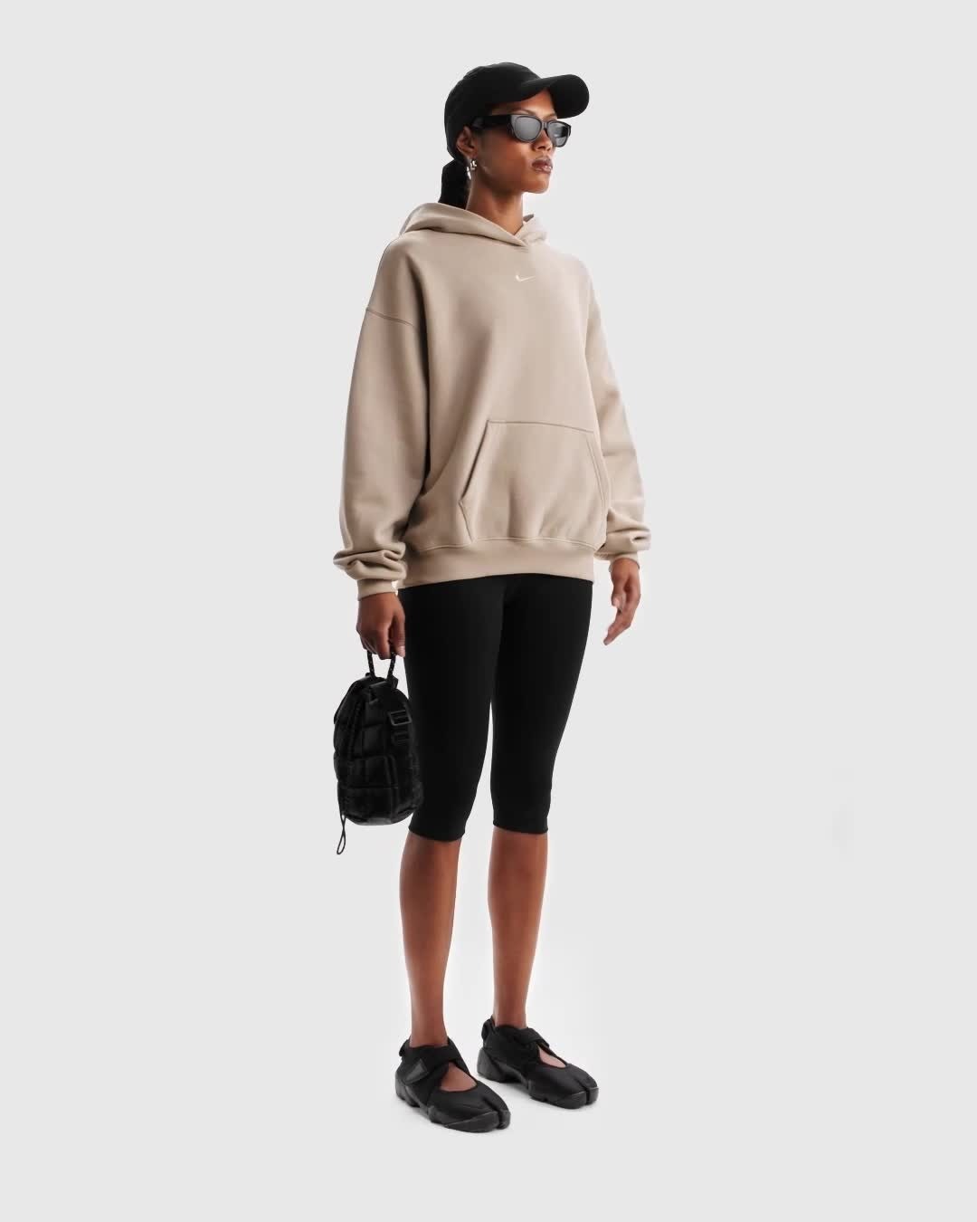 FELPA DONNA NIKE STUDIO FLEECE OVERSIZE CAPPUCCIO – BEIGE