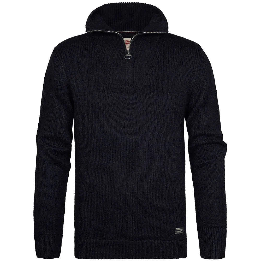 MAGLIONE UOMO IN MAGLIA CON MEZZA ZIP PETROL INDUSTRIES REGULAR FIT – ROYAL BLUE
