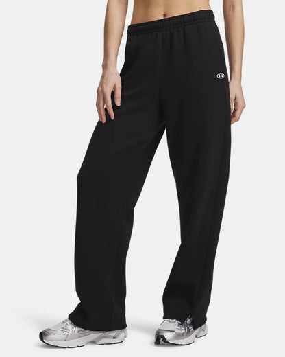 PANTALONI TUTA DONNA UNDER ARMOUR FLEECE GAMBA DRITTA CON SPACCO – NERO
