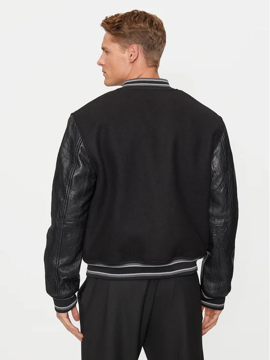 GIACCA BOMBER UOMO JUST CAVALLI MIX LEATHER – NERO