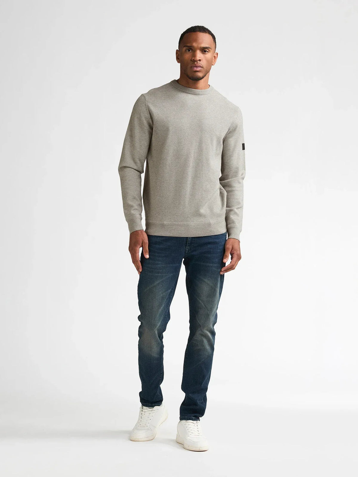 MAGLIA UOMO GIROCOLLO IN FILATO MELANGE PETROL INDUSTRIES REGULAR FIT – GRIGIO GHIACCIO / ICE GREY