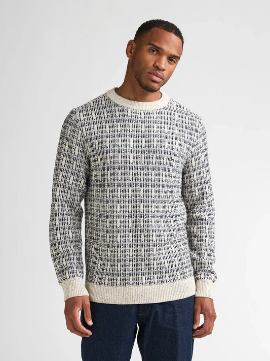 MAGLIONE UOMO GIROCOLLO PETROL INDUSTRIES – BIANCO/BLU