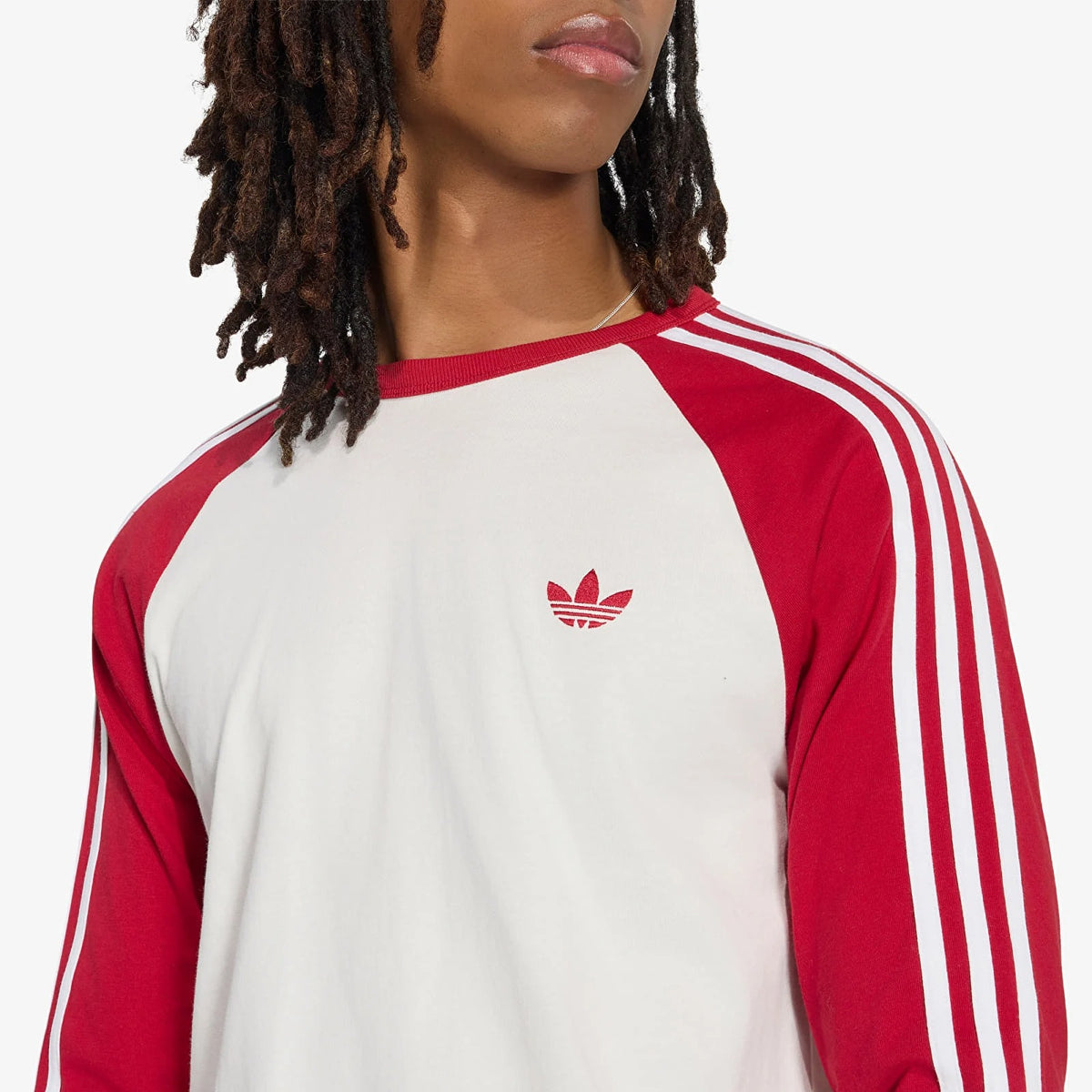 MAGLIA UOMO ADIDAS ORIGINALS 3-STRIPES MANICA LUNGA – BIANCO ROSSO