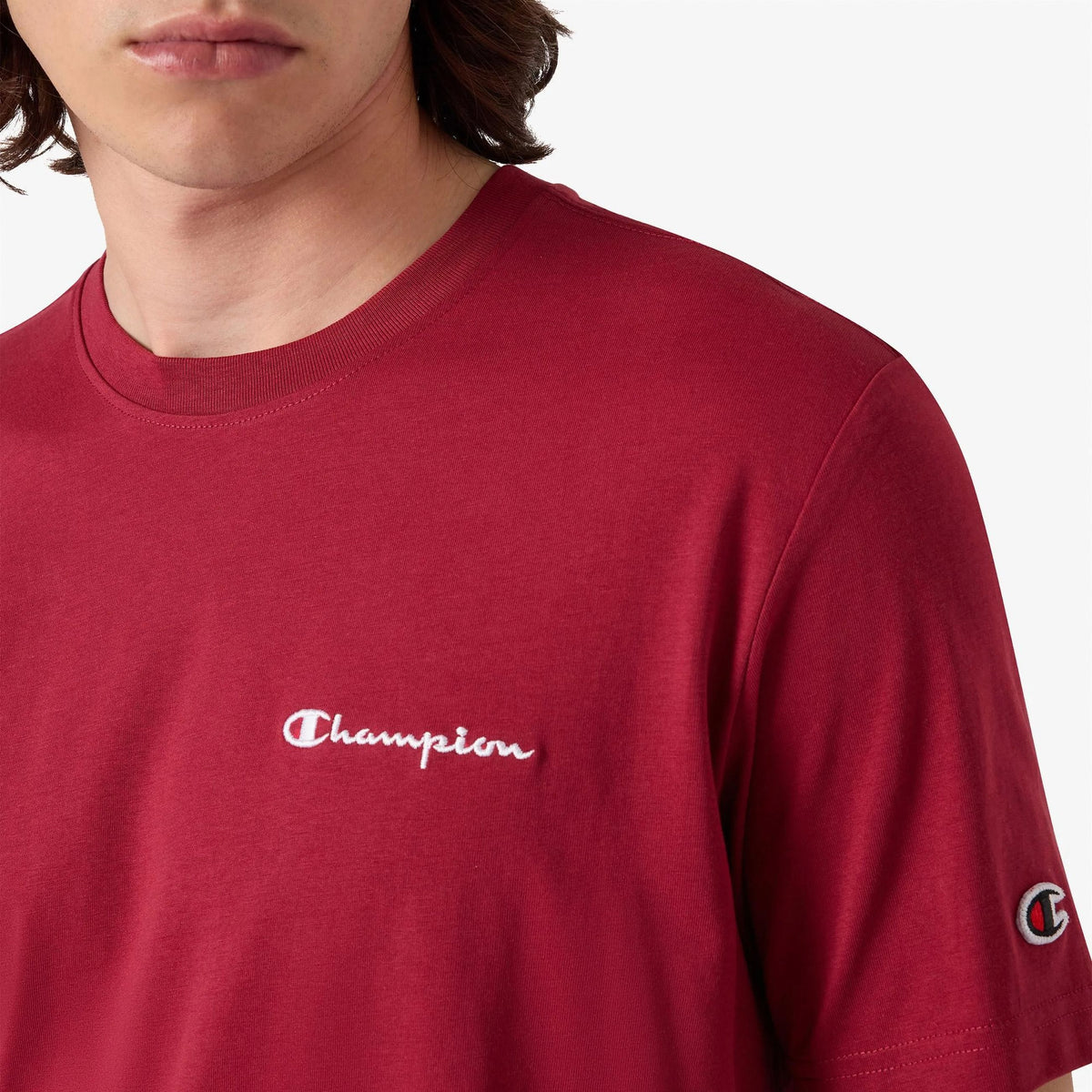 T-SHIRT UOMO CHAMPION ICONS LOGO RICAMATO – BORDEAUX