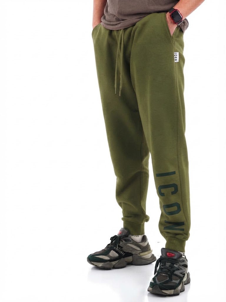 PANTALONI UOMO ICON BIG LOGO SLIM FIT – NERO / VERDE