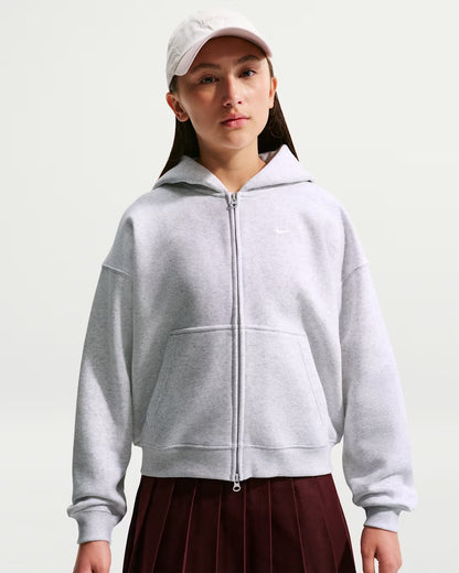 FELPA RAGAZZA NIKE STUDIO FLEECE CROP FULL ZIP – GRIGIO