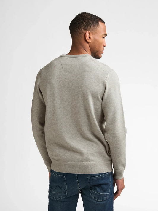 MAGLIA UOMO GIROCOLLO IN FILATO MELANGE PETROL INDUSTRIES REGULAR FIT – GRIGIO GHIACCIO / ICE GREY