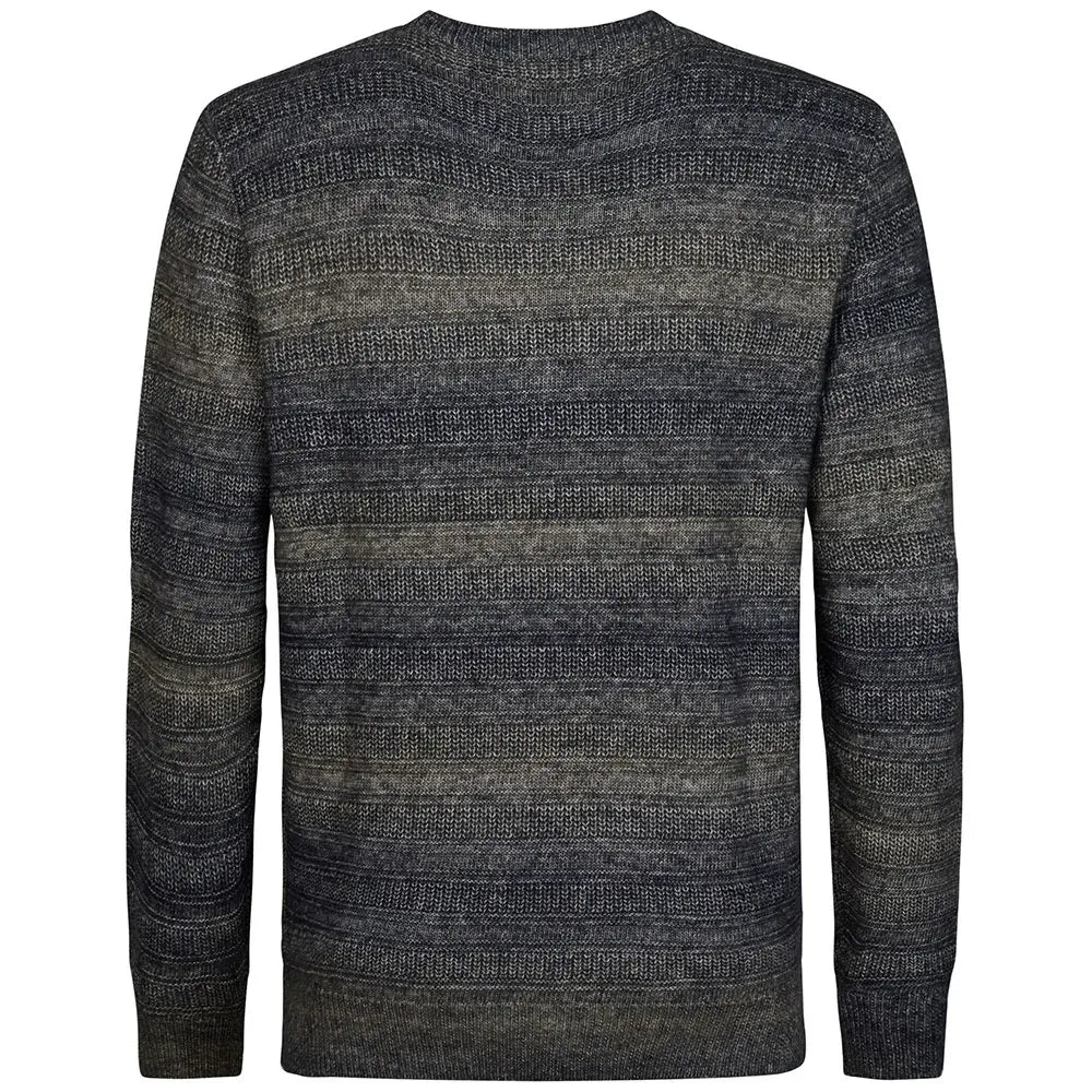 MAGLIA UOMO GIROCOLLO IN COTONE RICICLATO PETROL INDUSTRIES EFFETTO MÉLANGE – ROYAL NAVY